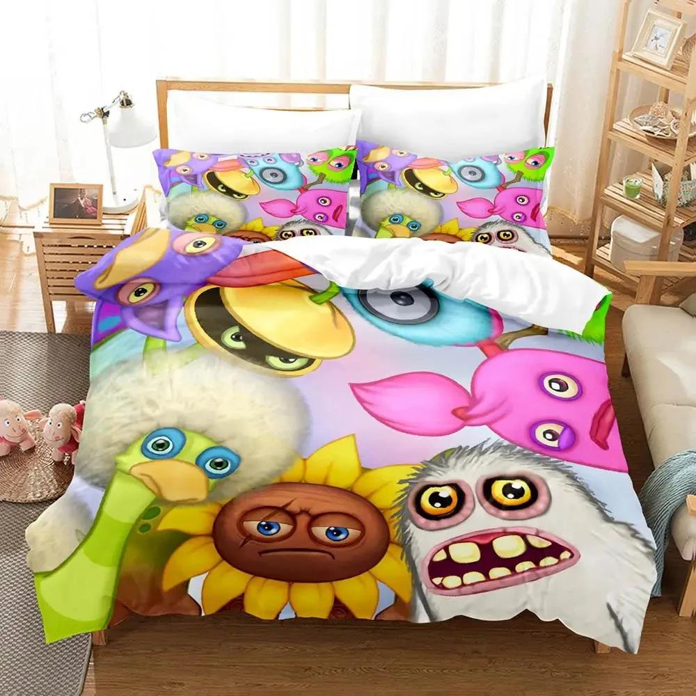 Game My Singing Monsters Bedding Set Duvet Cover Bed Set Quilt Cover Pillowcase Comforter King Queen Size Boys Adult Bedding Set