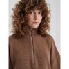 Knitted Lady'S Sweater Stand Collar Drop Shoulder Sleeves Loose Oversized Zippers Fluffy Pullover Autumn Casual Jumper
