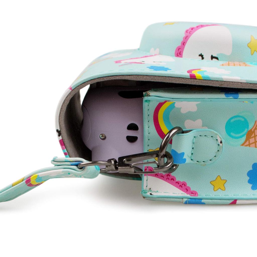Kinokoo Instax Fujifilm Instax Mini11 Case Instax Mini11 Camera Case Instax Protective Case with Shoulder Strap PU Leather Case, (blue Unicorn)