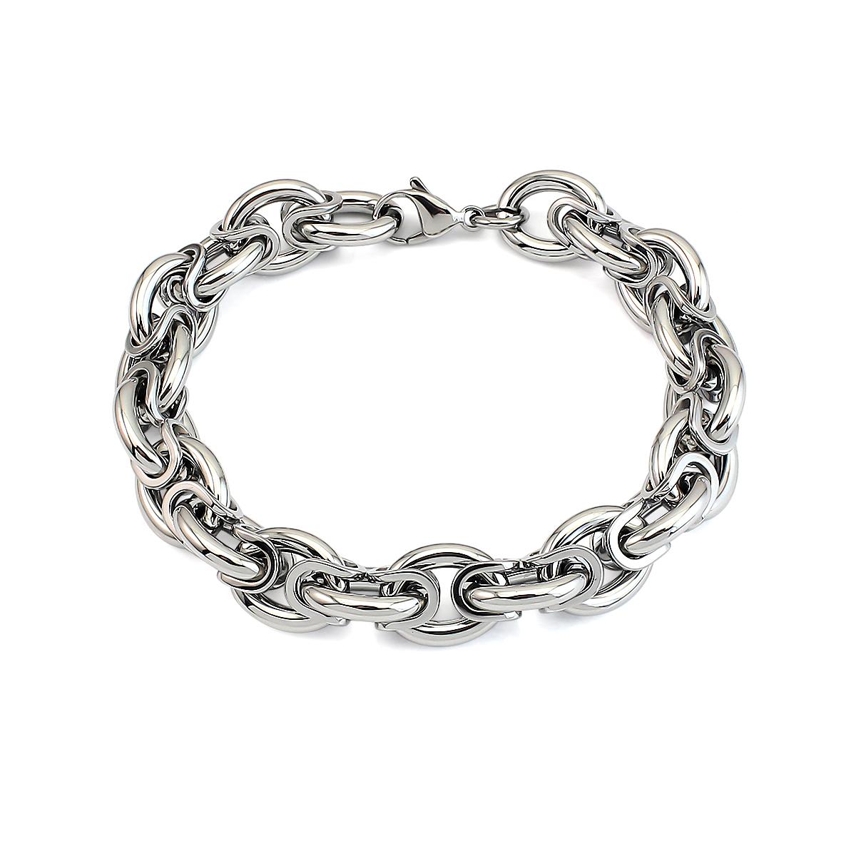 

Hot Selling Waterproof and Tarnish Free Men Bracelet Texture Stainless Steel Two-tone Byzantine Chain Man Bracelet