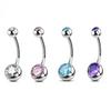 Double Ended Gem Belly Ring Set Sparkling Navel Jewelry 4-Piece Kit