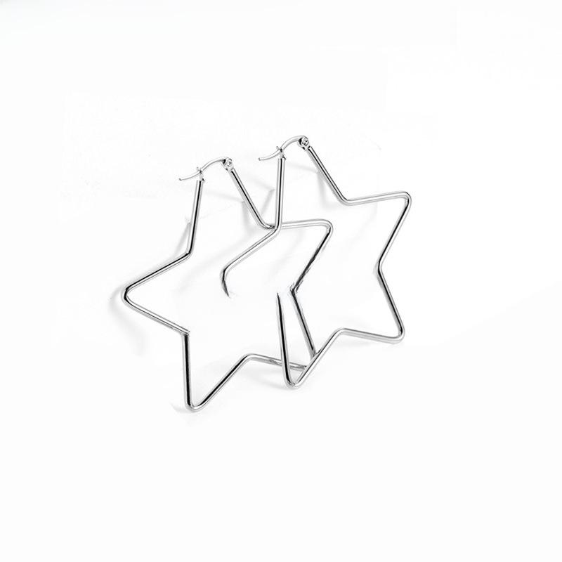 Three-Piece Large Stainless Steel Star Wire Earrings Set