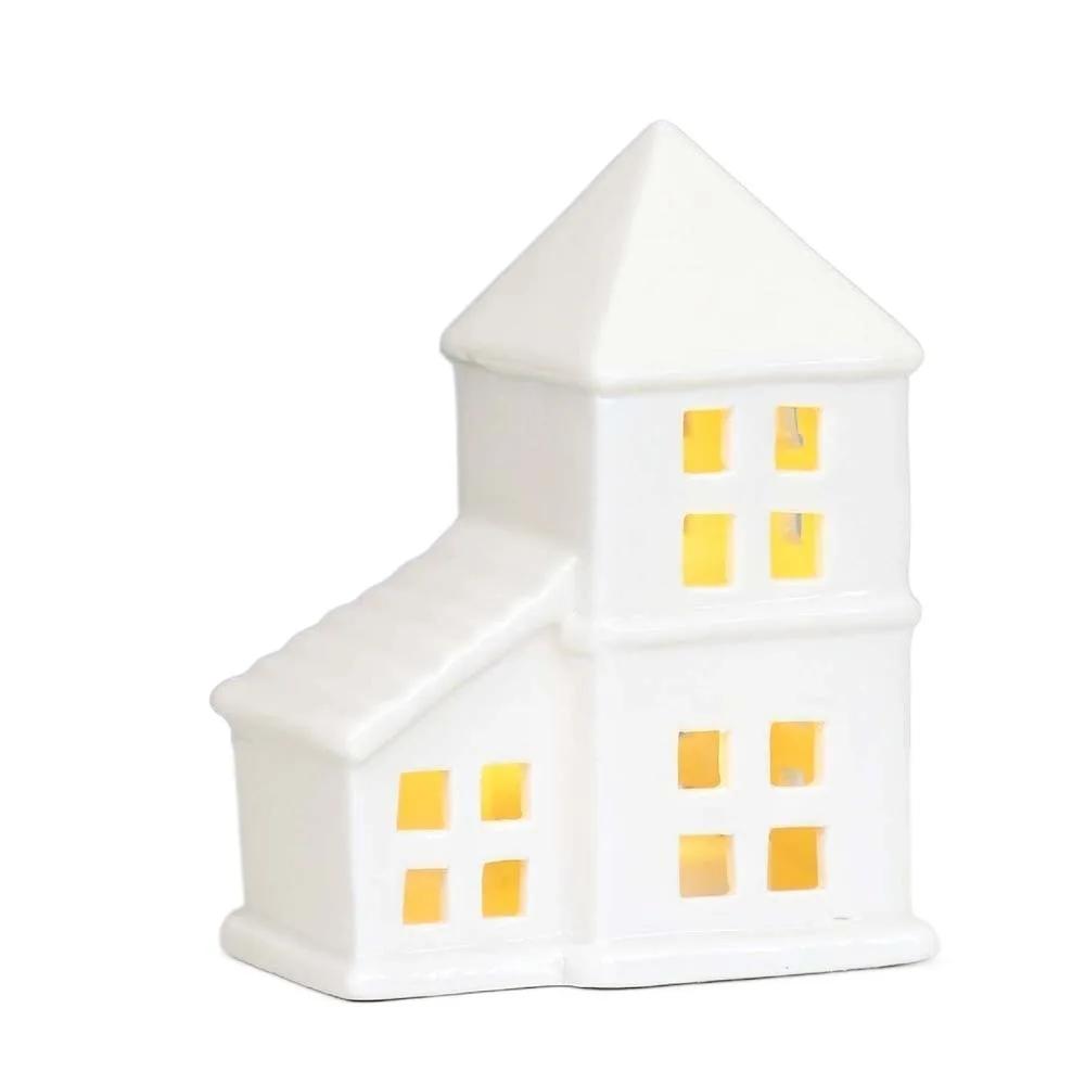 Keramický Porcelánový Lampový Ornament Baterie s Knoflíkem Nádherné Vánoční Atmosférické Světlo Hvězda Svítící Efekt