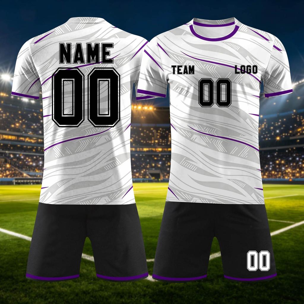 Customizable DIY Sports Jersey Set with Personalized and Number for Team Training or Short Sleeve Top and Shorts Suitable for Adults and Youth
