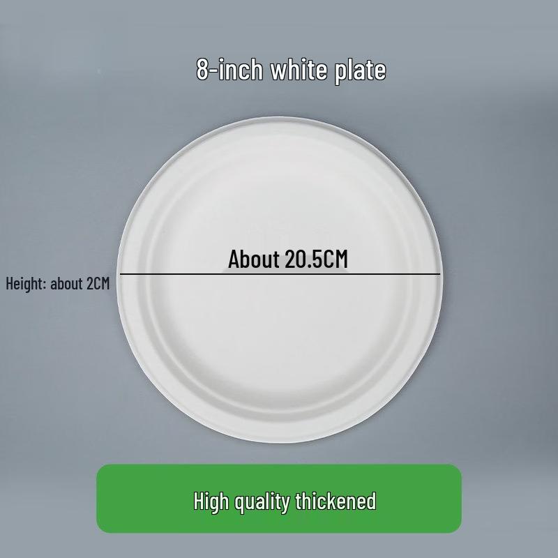 Yingtang 8-Inch White Disposable Round Plates, 100-Count