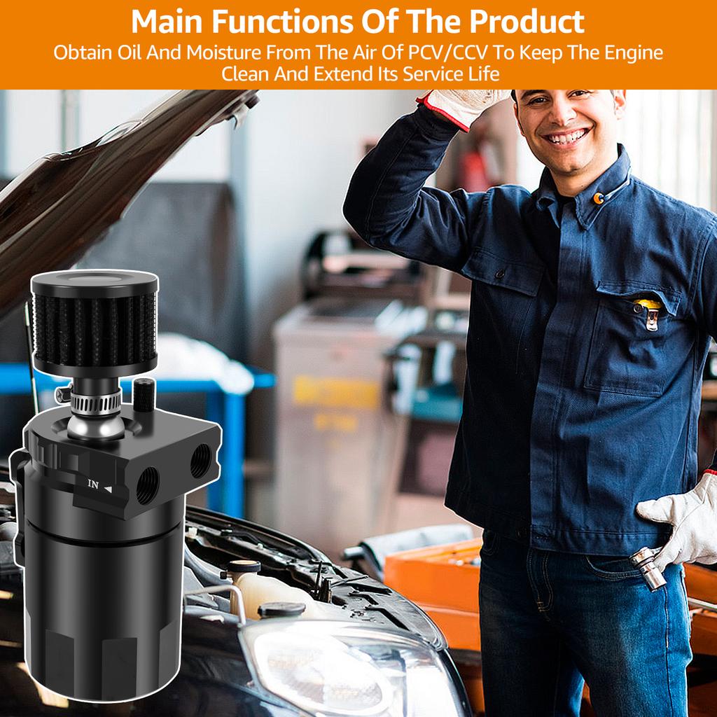 23Stk. Ölabscheider-Kit 300ml Universal Entlüftungsfilter Ausgleichsbehälter Ölabscheider Catch Can Tank Entlüftungszylinderfilter-Kit