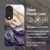 Luxury Lotus Marble Floral Pattern Tempered Glass Phone Case for Huawei Nova 13 12 11 10 SE Mate 70 60 50 ProPlus P60 P40 Cover