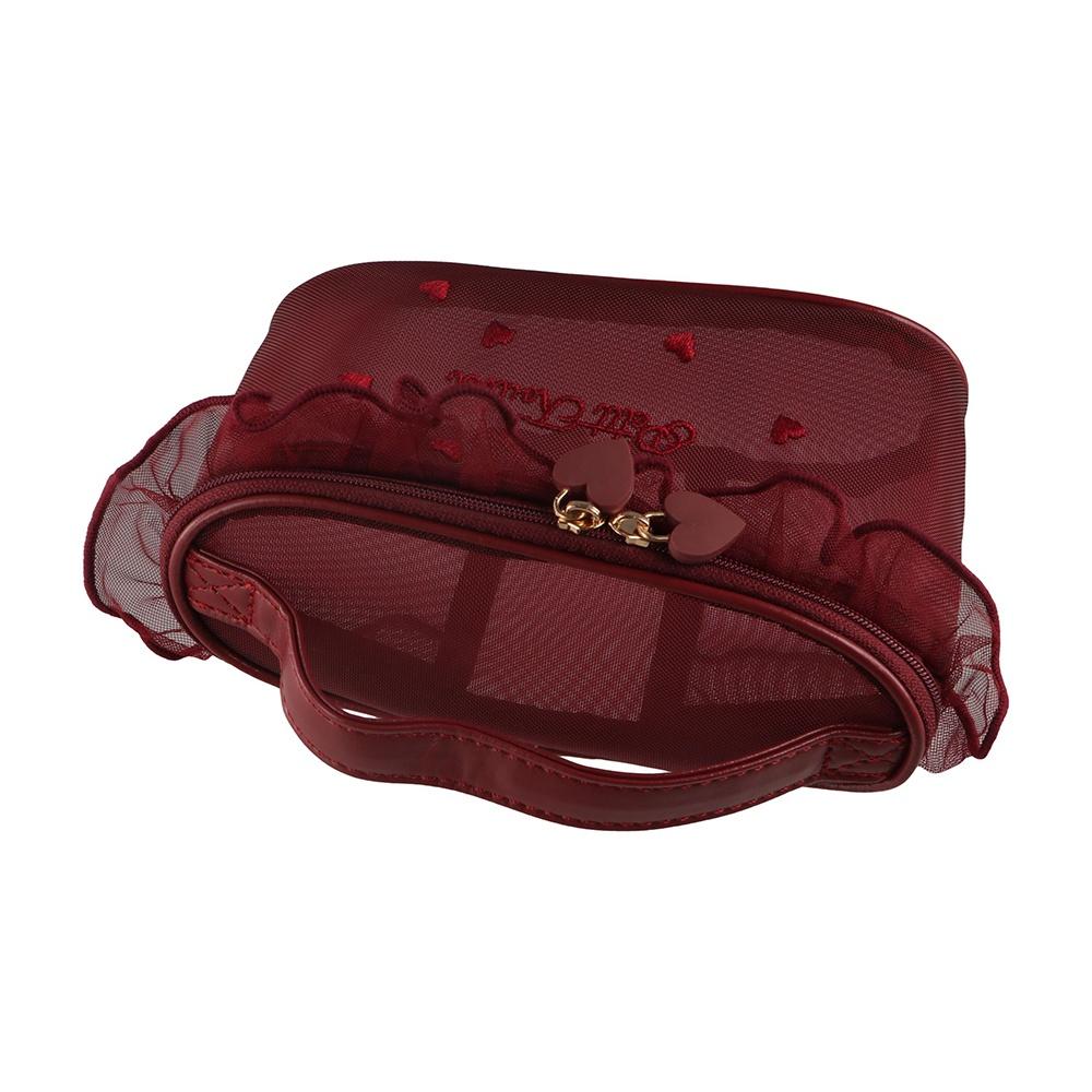 Zipper Mesh Coin Purse Cosmetic Case Embroidered Makeup Bag Simple Mesh Storage Bag  Travel