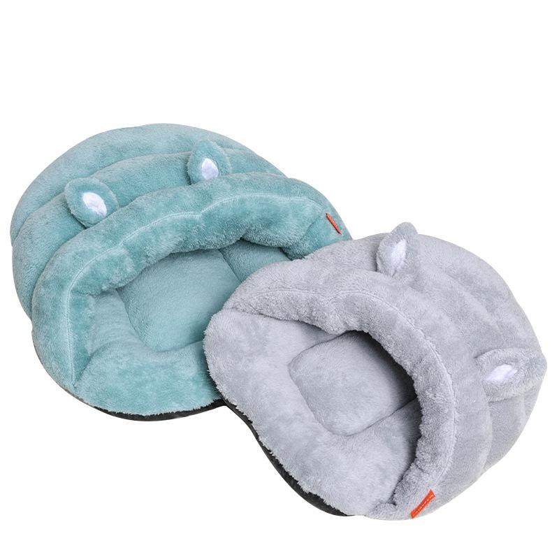 New Style Winter Cat & Dog Bed with Slipper Ears Solid Plush Fabric Breathable & Comfortable Pet House