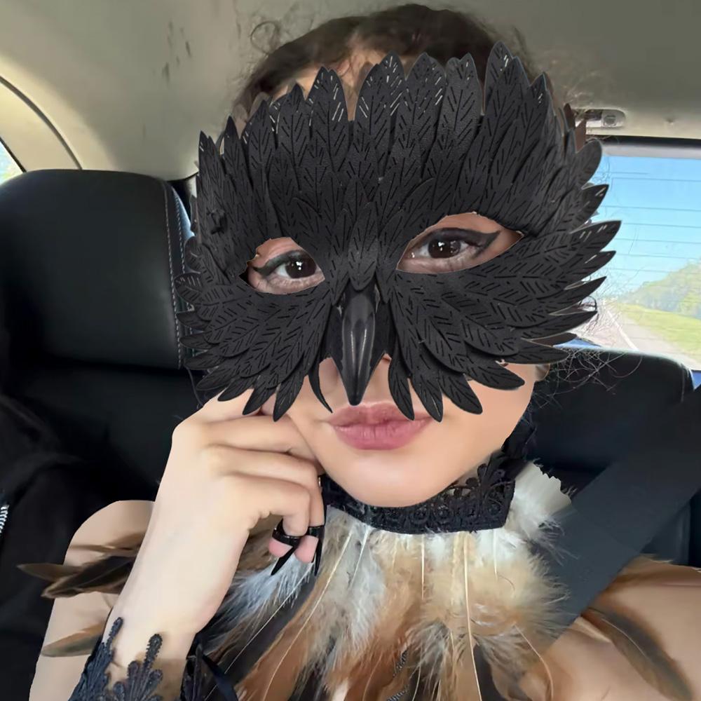 Bird Beak Eagle Half Face Mask Cosplay Animal Owl Feather Masks Masquerade Halloween Carnival Dress Up Party Costume Props Gifts