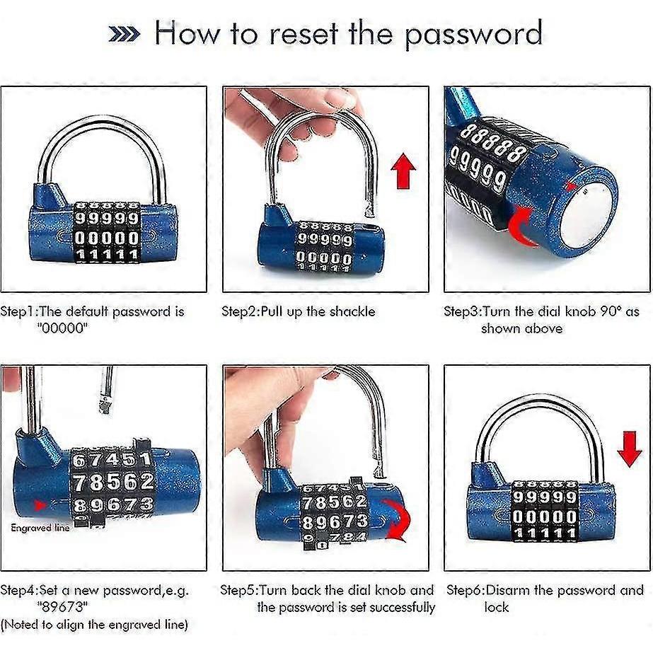 5 Digit Combination Padlock, Gym Padlock, Can Be Reset Combination Locks