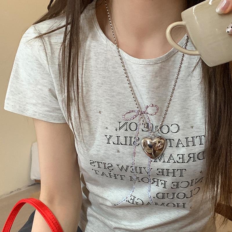 Niche Exaggerated Big Love Metal Long Necklace Women'S Light Luxury Simple Exquisite Versatile Neck Chain Collarbone Chain