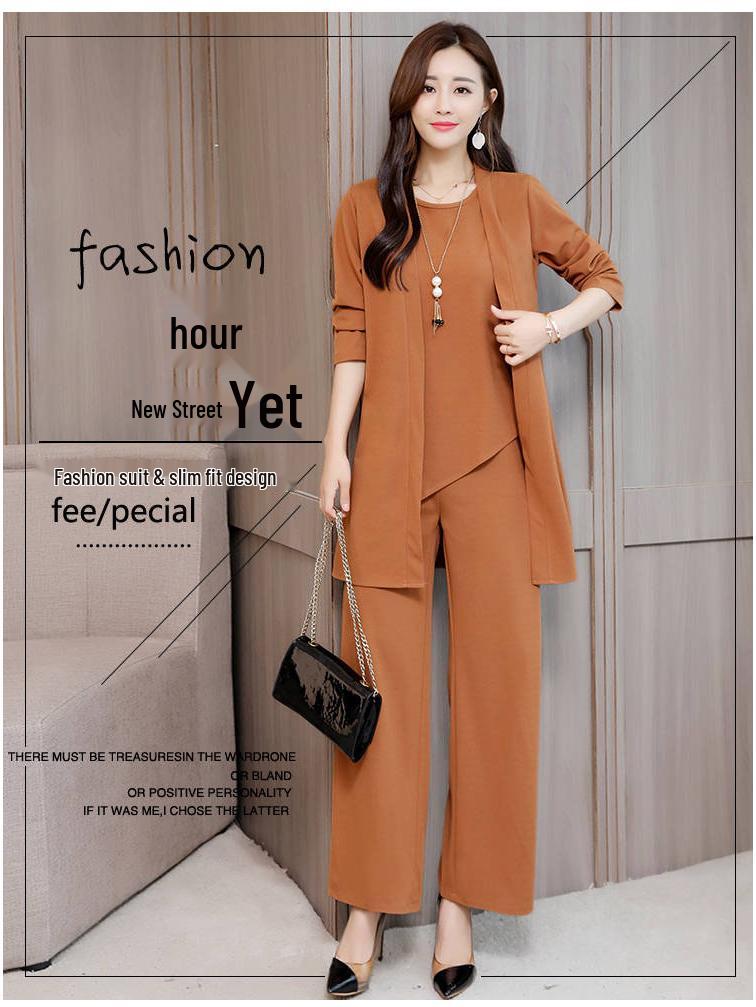 Spring & Autumn Loose Fit Three-Piece Plus Size Women's Fashion Suit