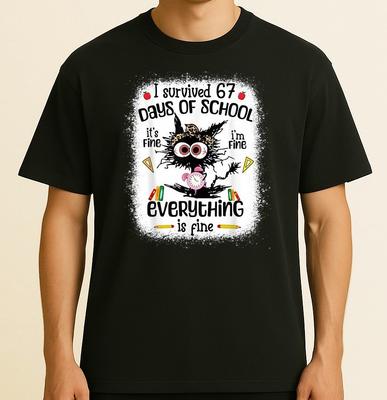 I Survived 67 Days Of School Funny Six Seven 6 7 Meme T-Shirt Size S-4Xl