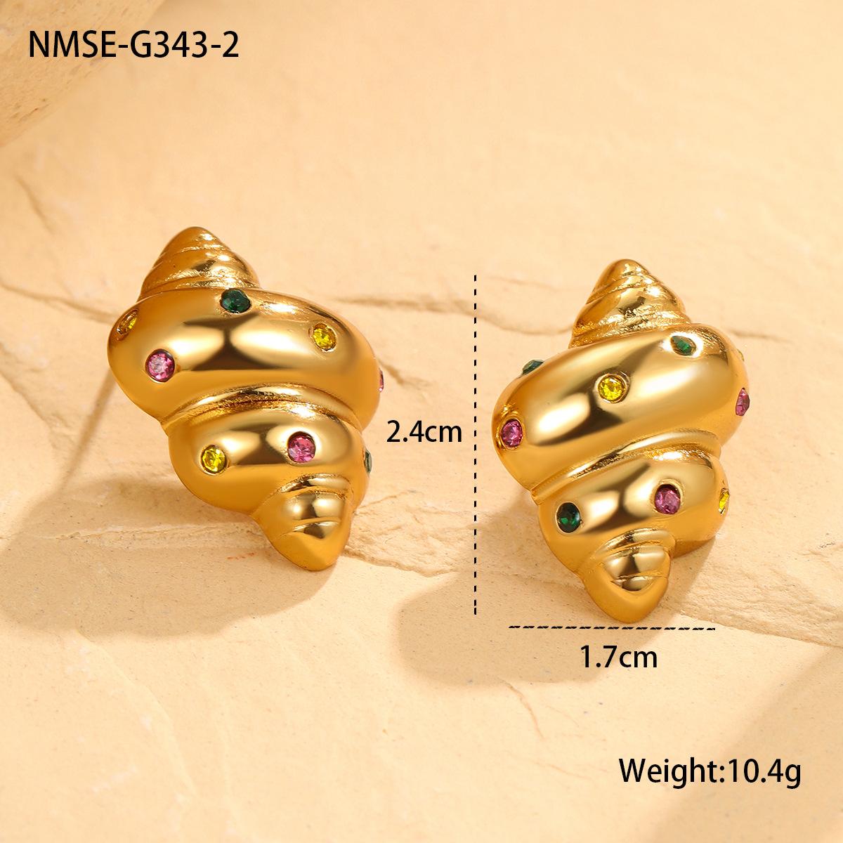 GEMCHIC Women s Cute Croissant Stud Earrings with Colorful Zircon Stainless Steel Fashion Jewelry 18K