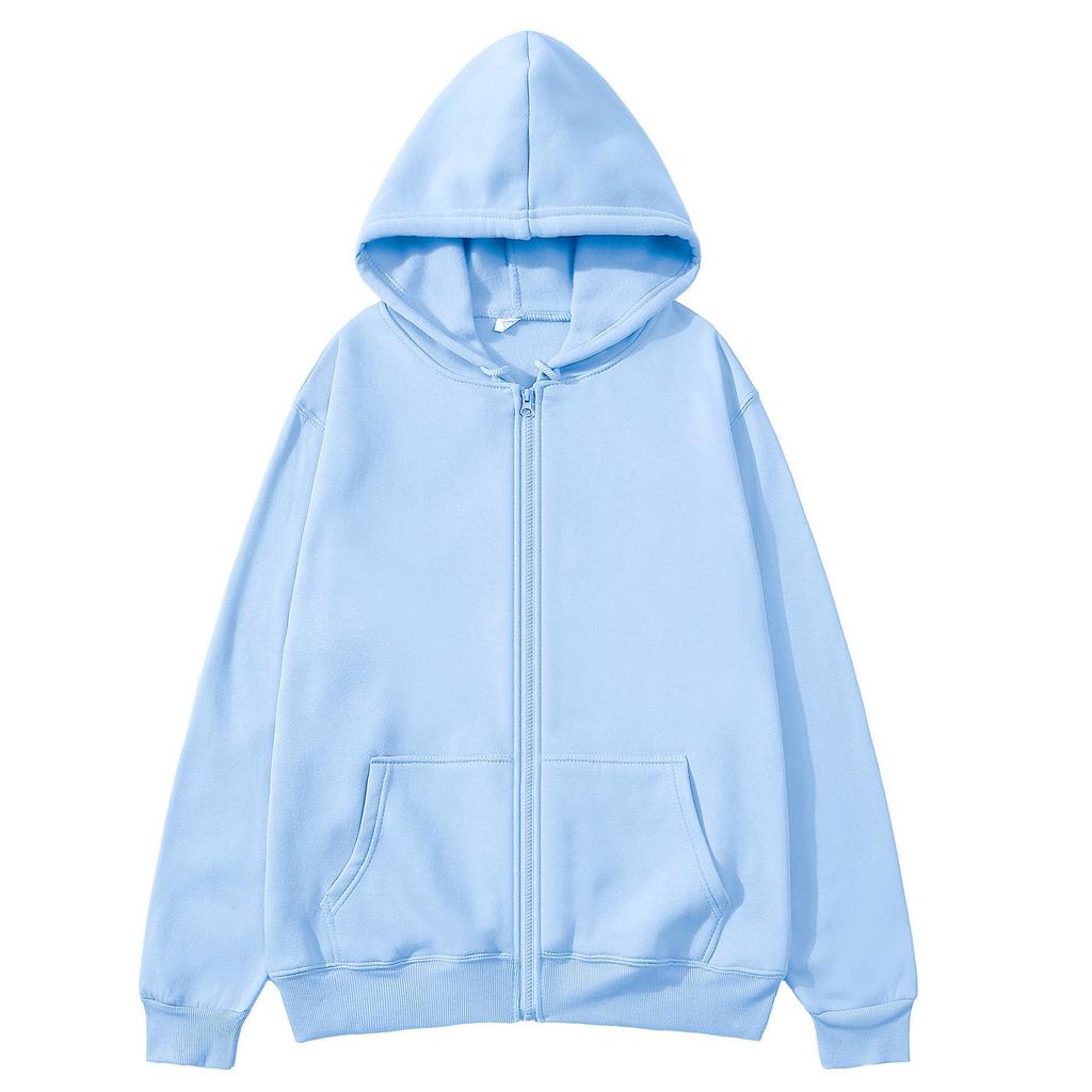 Unisex Zipper Hoodie - Velvet-Lined, Thick, Fashionable, for Autumn/Winter