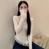 Irregular Tassel Turtleneck Knitted Sweater Women's Winter Temperament Slim and Thin Long-sleeved Sweater with Base