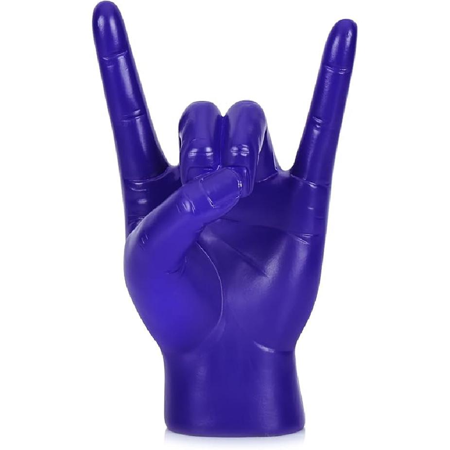 QIANLING 7.7" Gold Resin Rock On Hand Gesture Statue - Rock Culture Music Lovers' Decorative Tabletop Sculpture for Bookshelf, Desk & Mantel Decor in