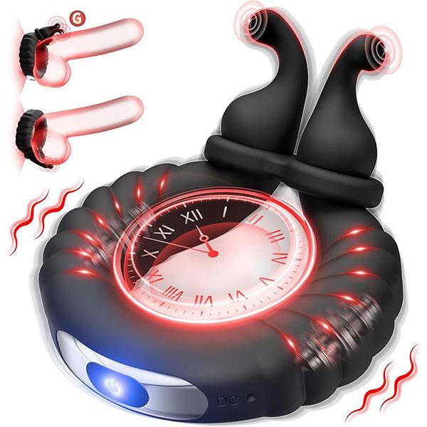 Vibrating Cock Ring for Men Soft Silicone Dual Rings Couples Game Adult Sex Toy Ejaculation Delay Male Penis Ring