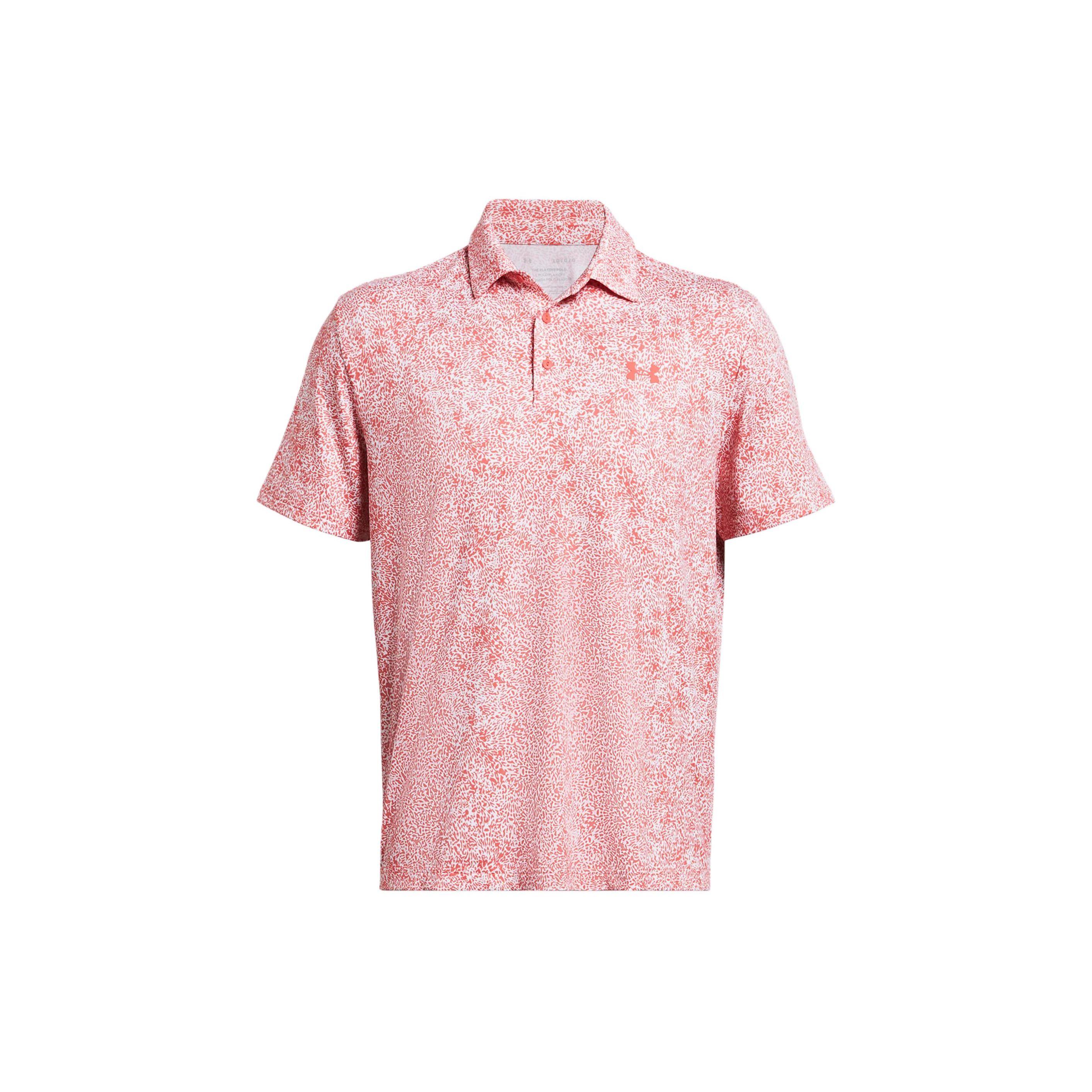 Under Armour UA Playoff All Over Print Quick Dry Pullover Short Sleeve Polo Men polo shirts Pink 1378677-811 L