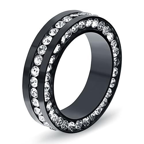 Best Selling 316l Stainless Steel Engagement Ring Fashion Women Crystal Wedding Rings Jewelry Wholesale 6 чёрный