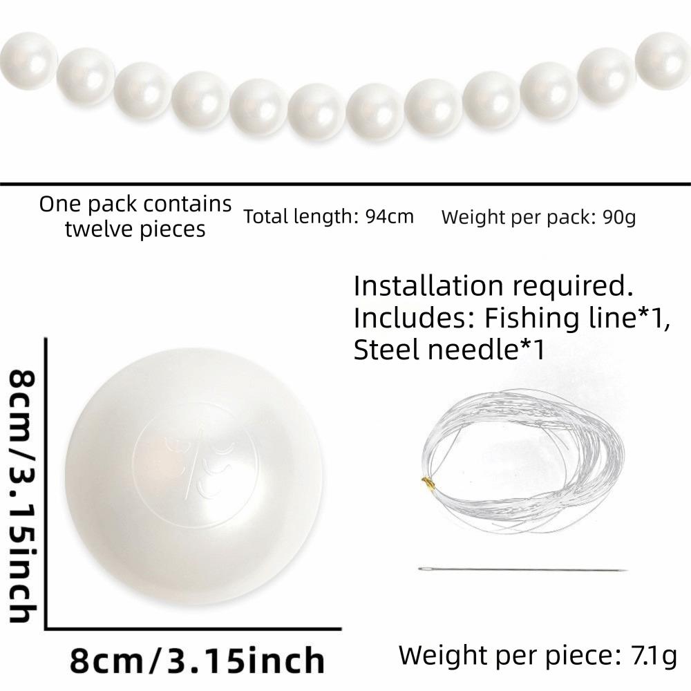 10/12/15/20pcs Plastic Beaded Garland Heart-shaped Stars White Ball Pendant Wall Decor