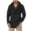 Men's Mid Length Lapel Hooded Trench Coat, Composite Spacer Fabric Double Breasted Casual Jacket for Spring Autumn