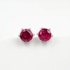 Zhou Hengfu S925 Sterling Silver Cultured Ruby Luxury Retro Gem Earrings for Women.