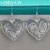 925 Sterling Silver Heart Hollow Flower Earrings For Women Fashion Wedding Engagement Charm Jewelry