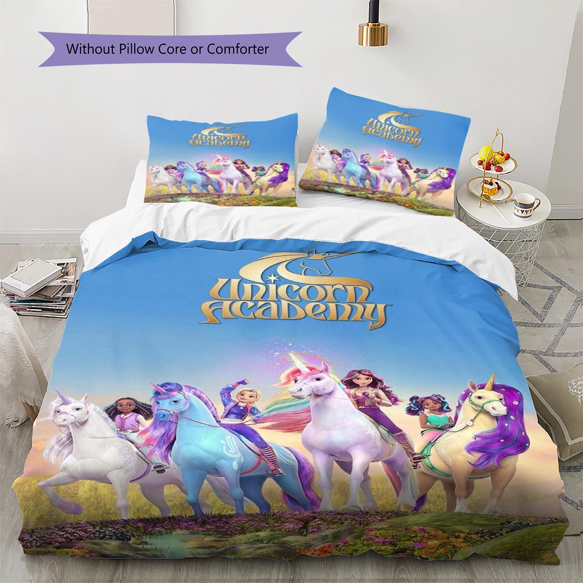 

Набір постільної білизни з принтом Unicorn Academy Ковдра Покривало Наволочка Декор для дому Подарунок (1 * підковдра + 2 * наволочка, без наповнювача) 135x200cm