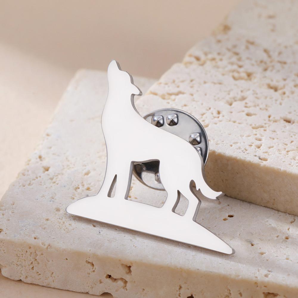 Dawapara Vintage Wolf Brooch Howling Wolf King Spirit Animal Brooch Pins Protection Amulet Stainless Steel Jewelry
