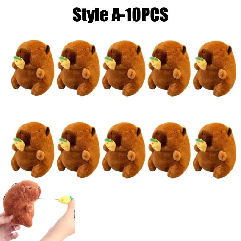 Cute Stuffed Animals Plush Capybara Keychain 12cm Cartoon Simulation Capybara Pendant Snot-Pulling Cute School Bag Pendant