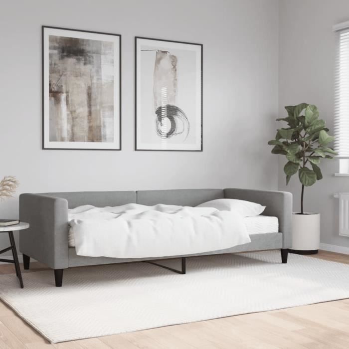 VidaXL Lit de jour avec matelas gris clair 90x190 cm tissu 3196570