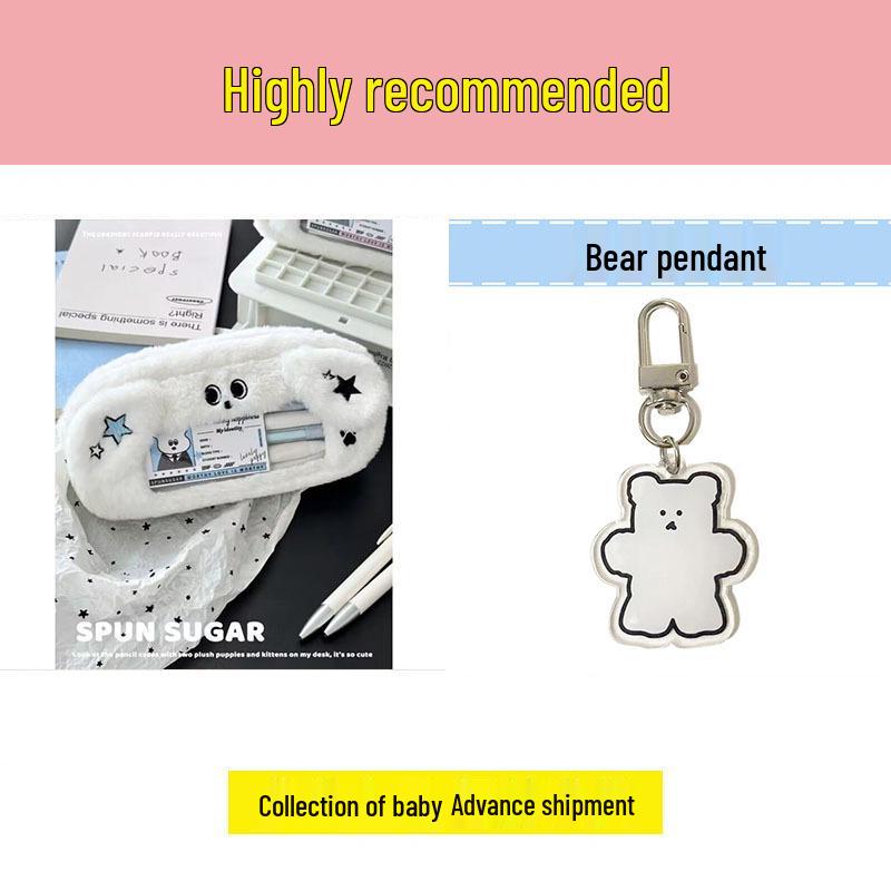 Plush Blue Puppy Pencil Case - Large Capacity Student Stationery Bag with Window