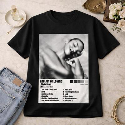 2026 Olivia Dean Grafisch Concert T-shirt, het Art of Loving Tour Shirt, Unisex 1717, Vintage Relaxed Fit T-shirt, Muziek Tour Merchandise