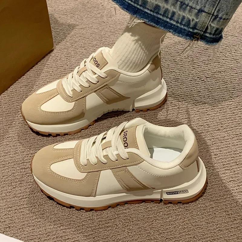 

Модные новые женские кроссовки на шнуровке с круглым носком, женские повседневные спортивные туфли на платформе, дизайнерские брендовые вулканизированные туфли Zapatillas Mujer 41