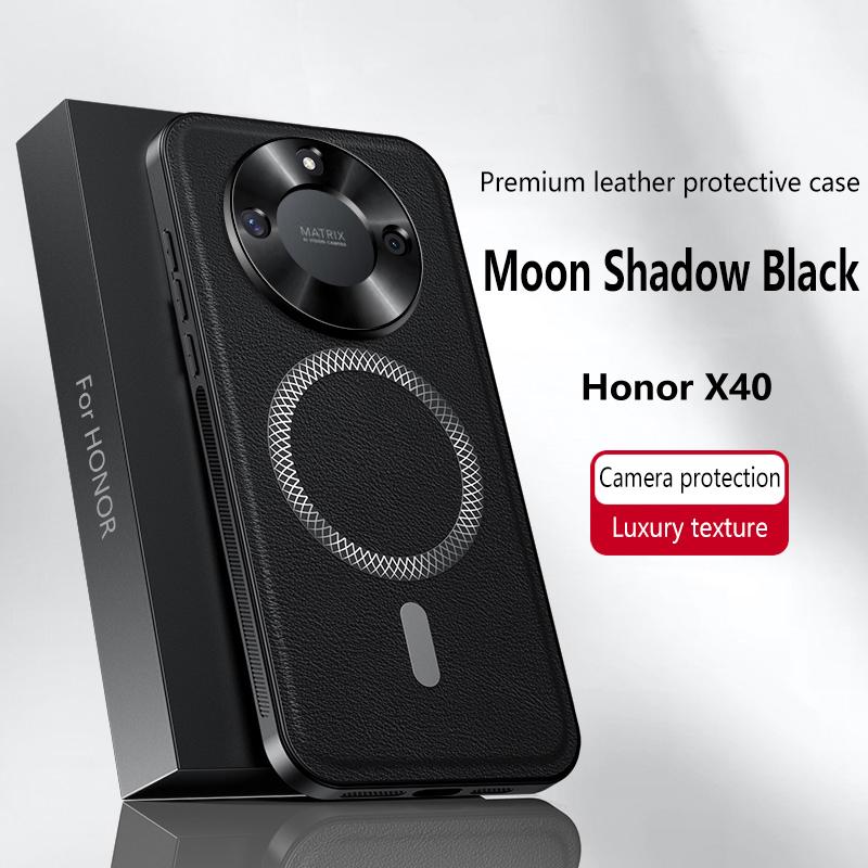 For Honor X40 Case Magnetic Elegant Leather Wear-Resistant Lens Fully Covered Non-Slip Grip Edge Cover Shell