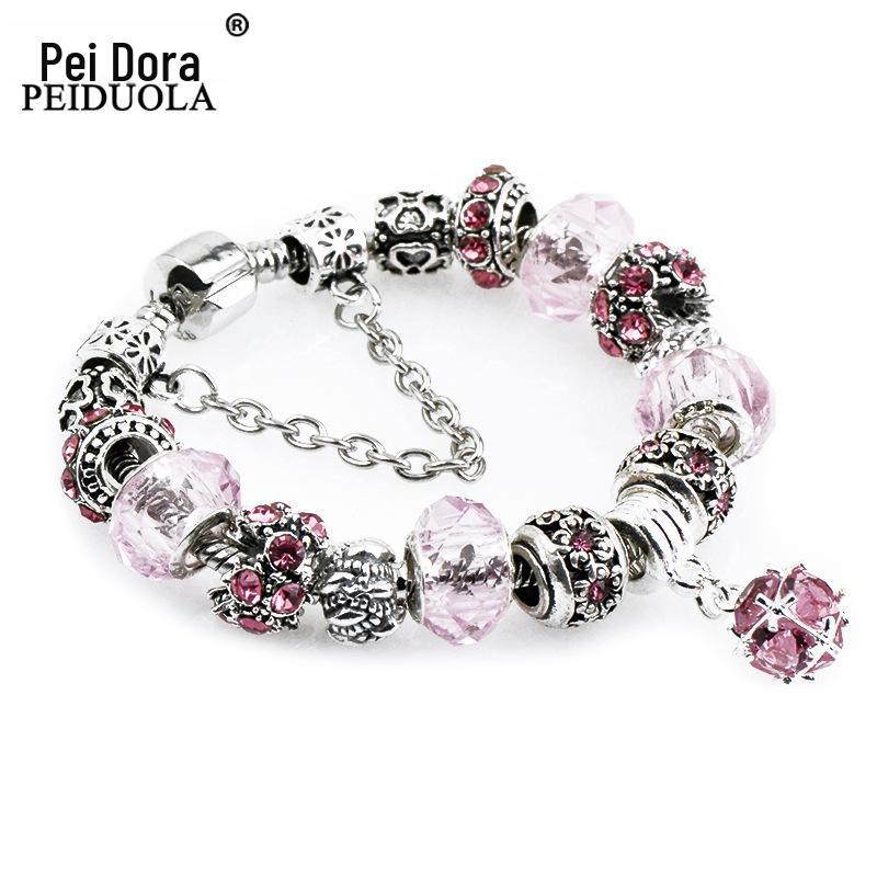 Brățară Trendy cu Mărgele de Cristal Pan cu Pandantiv Coroană de Flori