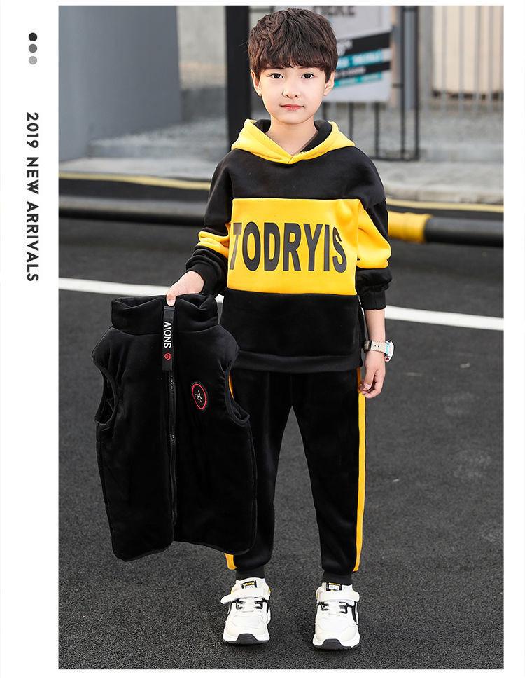 Jungen Herbst/Winter Samt Dreiteiler 2025 - Schickes Outfit für mittelgroße bis große Kinder