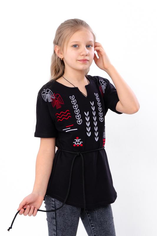 Vyshyvanka (Flickor) – Svart med röd & vit folkbroderi, Sommar, 6439-015-22 HC