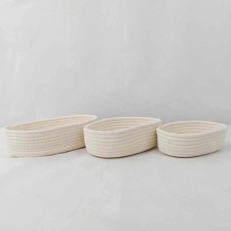 Oval Cotton Rope Woven Storage Basket for Home & Dormitory Organization