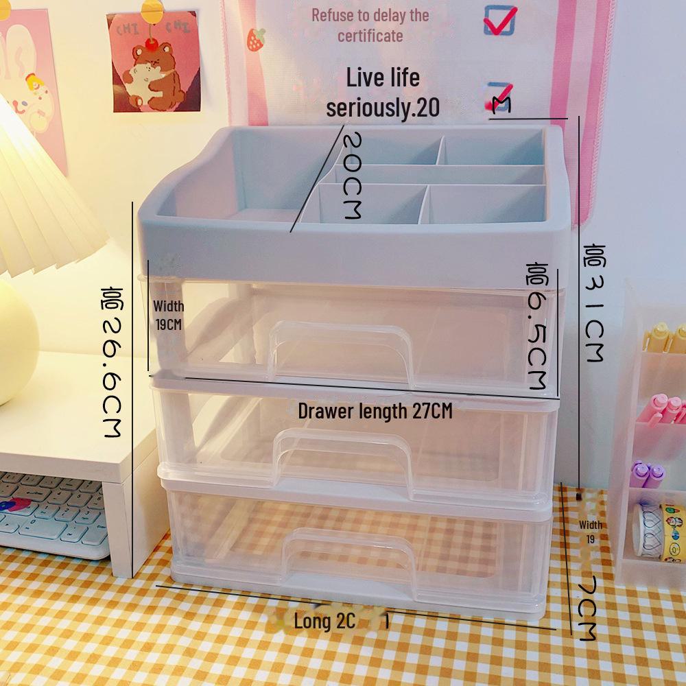 Girly Heart Plastic Desktop Drawer: Dustproof Storage for Stationery & Cosmetics