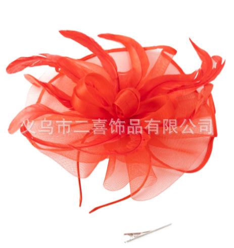European and American boutique mesh headgear mesh head flower feather hair accessories top hat hairpin bridal headgear