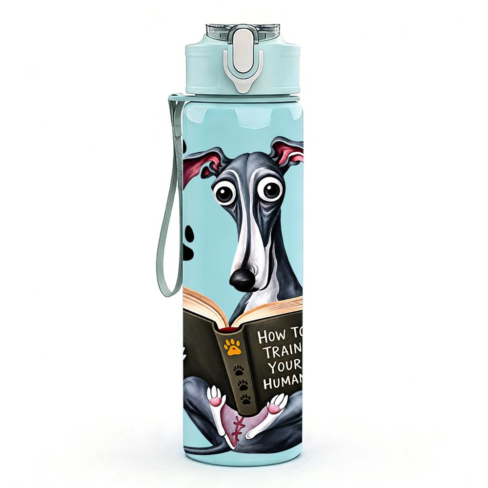 1 PZ Levriero da Lettura Cane 750ml Colore Plastica Borraccia Sportiva Tappo a Vite Anti-perdita con Cannuccia Pieghevole Adatta per Sport Ufficio Uso Domestico