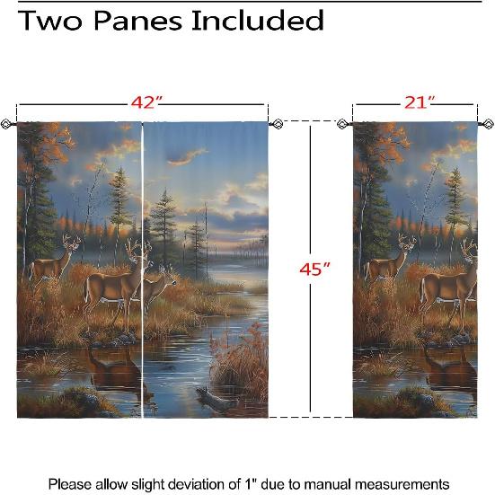 Whitetail Deer Blackout Curtains for Girls Boys Home Decor, Forest Hunting Wildlife Autumn Nature Grommet Thermal Insulated Drapes Darkening Window