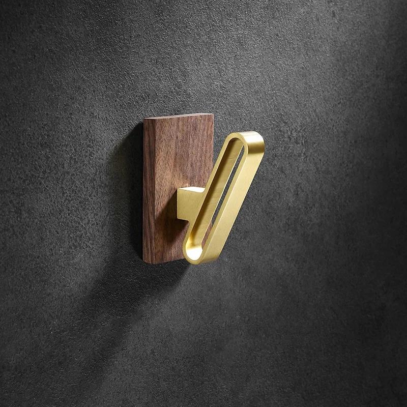 Tuqiu Robe Hook,Clothes Hook,Towel hanger, Wood and Aluminum Towel Hooks kitchen hooks Brushed gold bathroom accessories