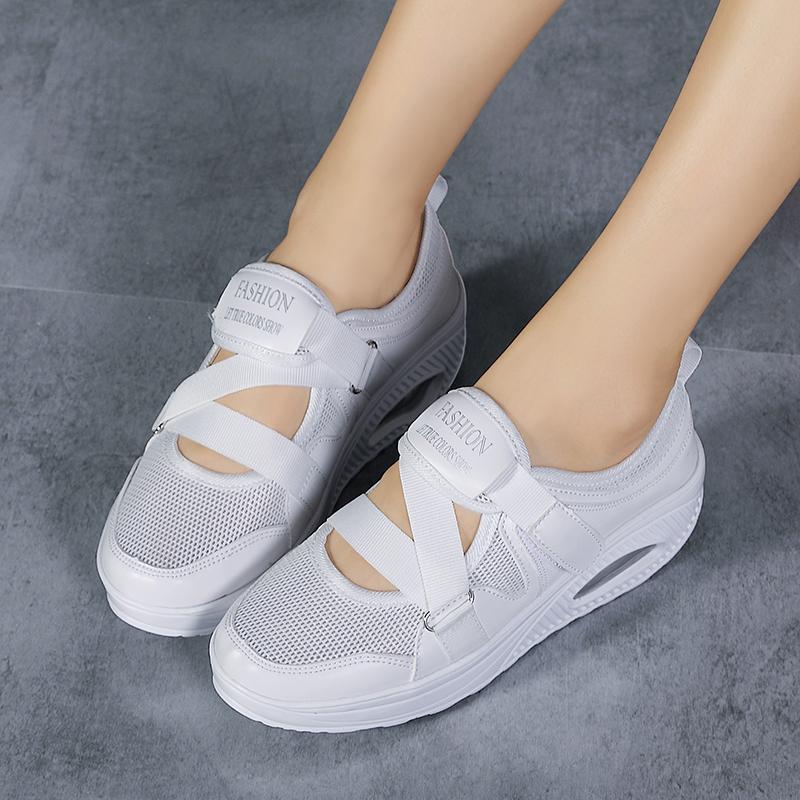 Buckle Rocking Shoes Air Cushion Casual Sports Shoes Breathable Walking Shoes Mom Shoes Elderly Shoes