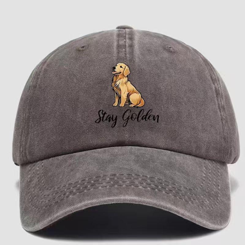 

Women S Vintage Dog Print Baseball Cap Adjustable Sun Protection Hat Lightweight Washed PolyesterAll-Season, WovenToggle Closure Adjustable
