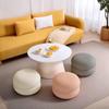 Modern Cream Round Stool - Low Seating for Living Room Sofa, Bedroom & Shoe Changing, Velvet Upholstered Home Decor Accent Piece