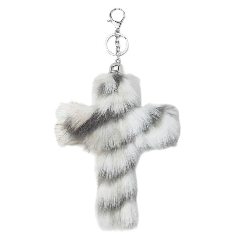 Y2K Retro Sweet And Cool Gradient Crosses Shape Keychain With Soft Plush For Bags Keys Backpacks Stylish Present Choice